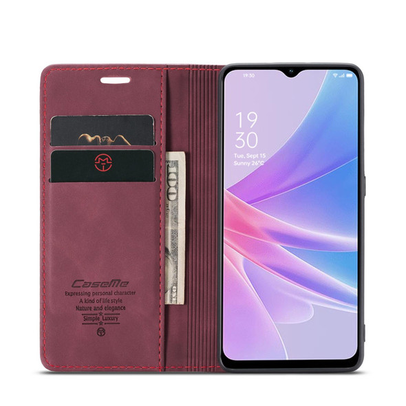 For OPPO A78 CaseMe 013 Multifunctional Horizontal Flip Leatherette Phone Case(Wine Red)