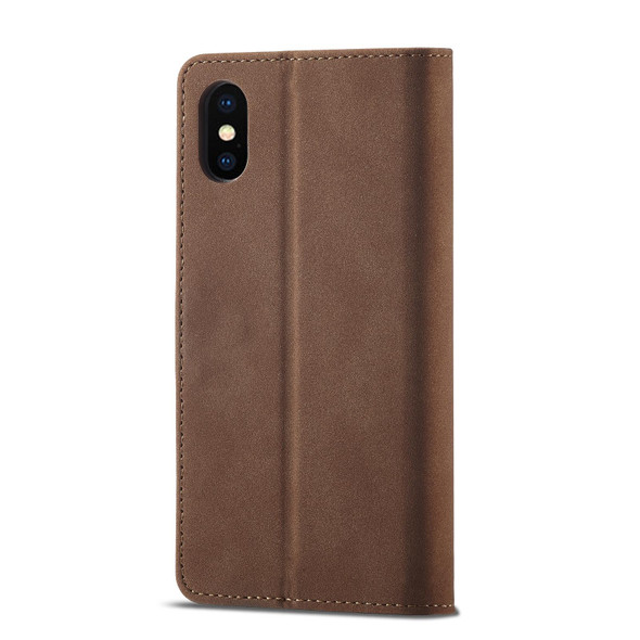 Frosted Anti-theft Brush Horizontal Flip Leather Case with Holder & Card Slots & Wallet - iPhone XS Max(Coffee)