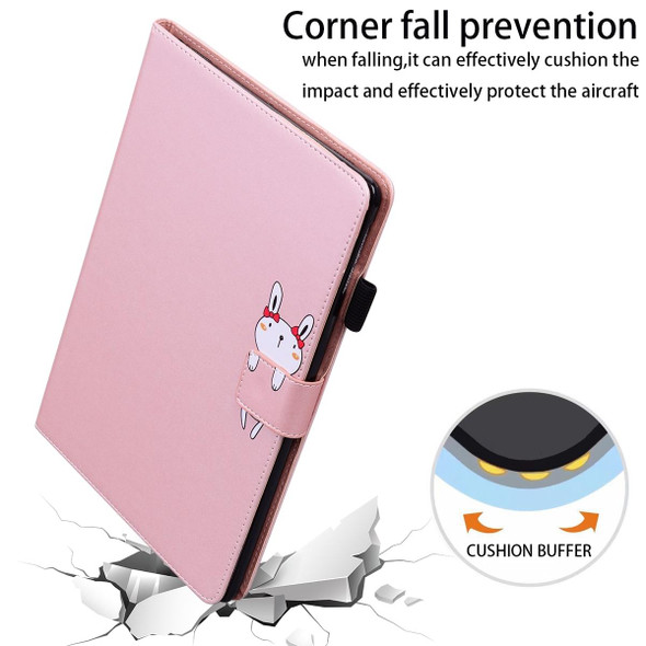 For Samsung Galaxy Tab A 10.5 T590 Cartoon Buckle Leatherette Tablet Case(Rose Gold)