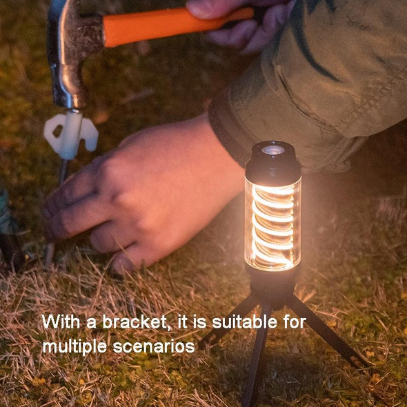 Outdoor Camping Spiral Lamp Waterproof Lighting Multifunctional Tent Hanging Lamp(Dark Black)