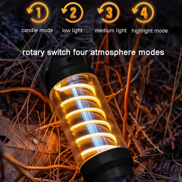 Outdoor Camping Spiral Lamp Waterproof Lighting Multifunctional Tent Hanging Lamp(Dark Black)