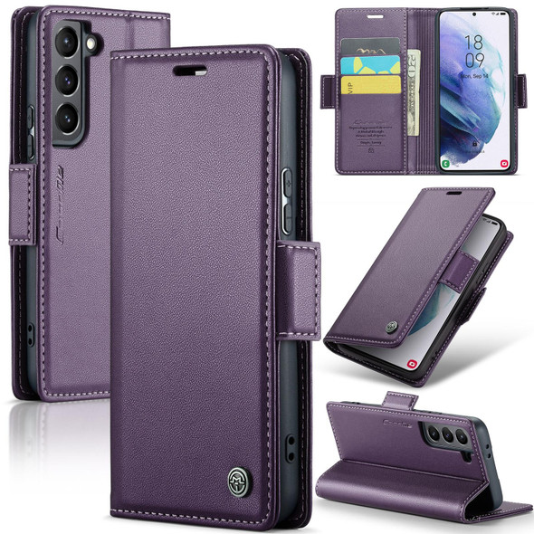 For Samsung Galaxy S21 5G CaseMe 023 Butterfly Buckle Litchi Texture RFID Anti-theft Leatherette Phone Case(Pearly Purple)