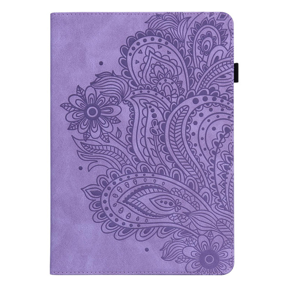 Huawei MatePad T8 8.0 2020 Peacock Embossed Pattern TPU + PU Leather Tablet Case(Purple)