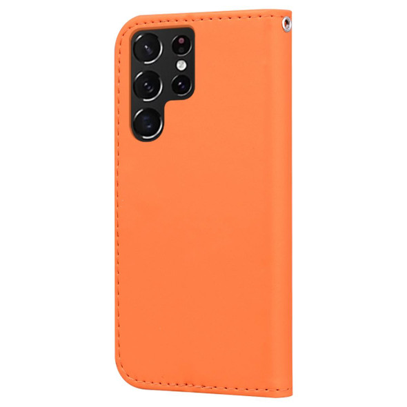 For Samsung Galaxy S21 FE 5G Cartoon Buckle Horizontal Flip Leatherette Phone Case(Orange)