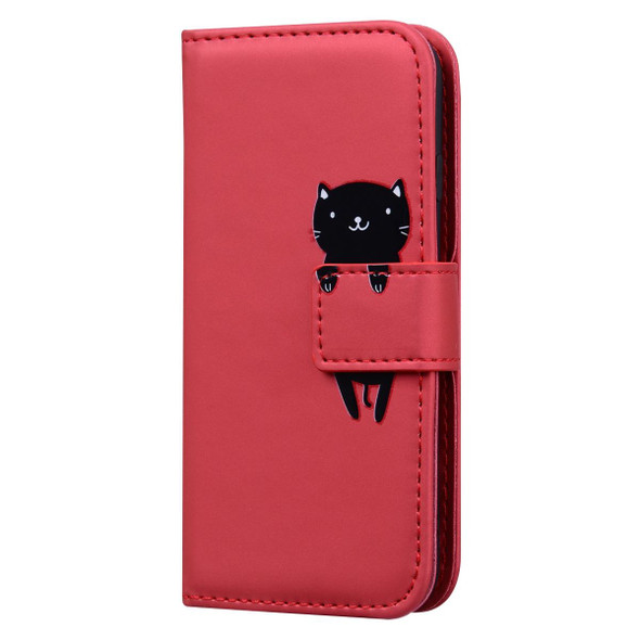For Samsung Galaxy S21 FE 5G Cartoon Buckle Horizontal Flip Leatherette Phone Case(Red)