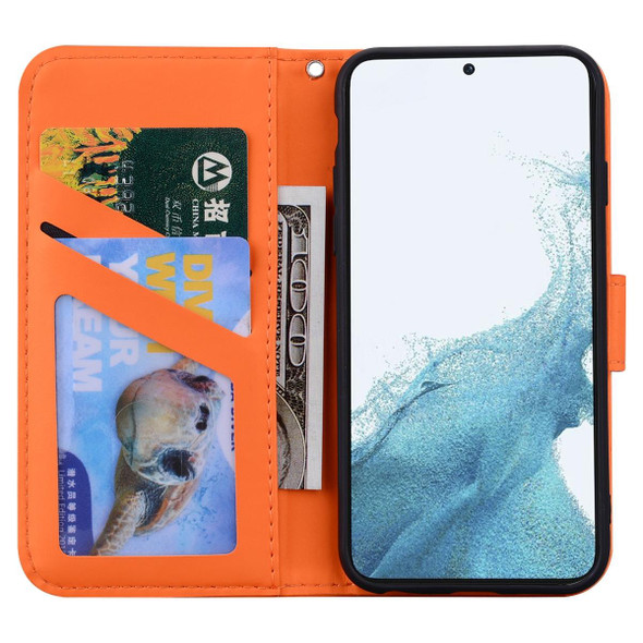 For Samsung Galaxy S21+ 5G Cartoon Buckle Horizontal Flip Leatherette Phone Case(Orange)