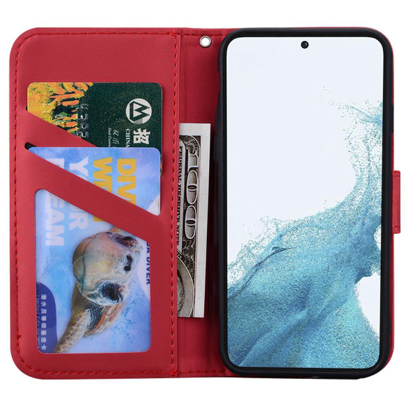 For Samsung Galaxy S21 5G Cartoon Buckle Horizontal Flip Leatherette Phone Case(Red)