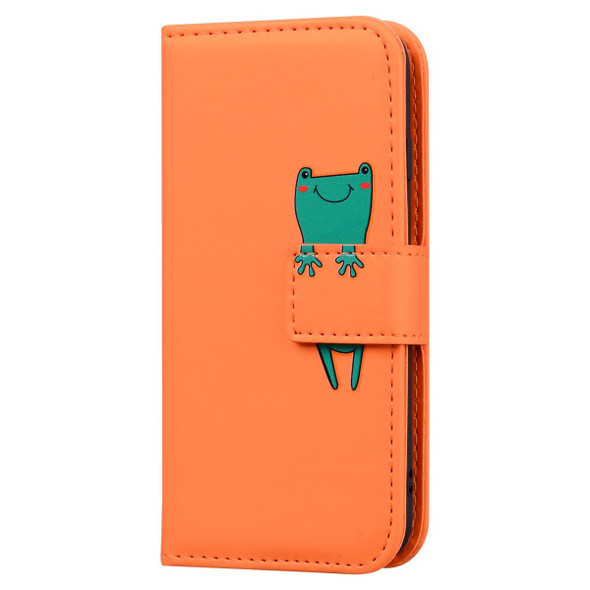 For Samsung Galaxy S21 Ultra 5G Cartoon Buckle Horizontal Flip Leatherette Phone Case(Orange)