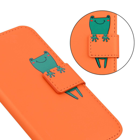 For Samsung Galaxy S21 5G Cartoon Buckle Horizontal Flip Leatherette Phone Case(Orange)