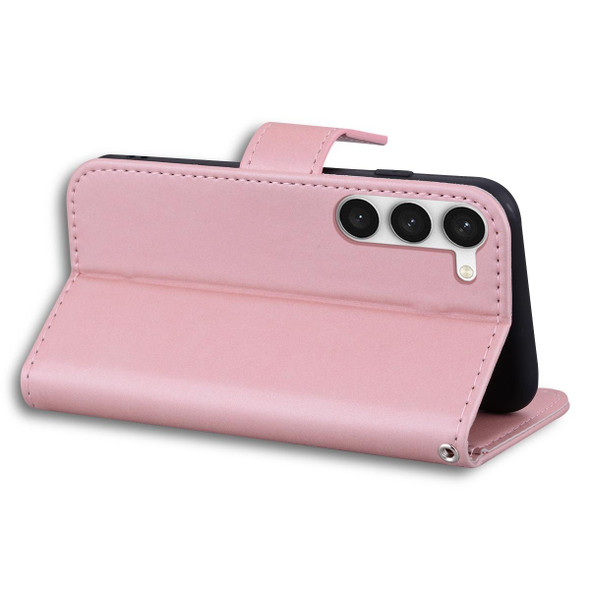 For Samsung Galaxy S21 5G Cartoon Buckle Horizontal Flip Leatherette Phone Case(Pink)