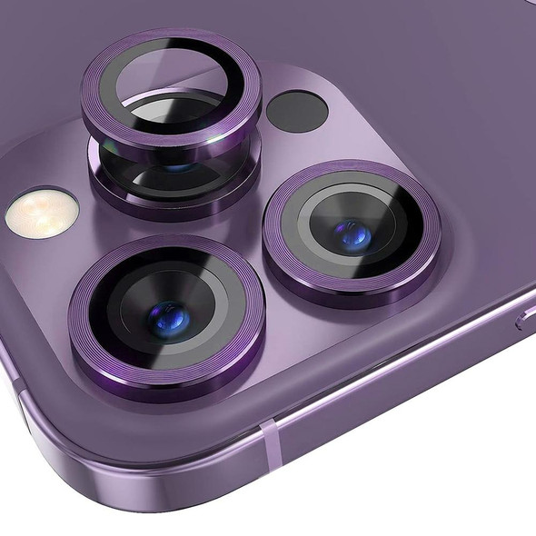 For iPhone 14 Pro / 14 Pro Max NORTHJO Camera Lens Tempered Glass CD Vein Metal Ring Film(Purple)