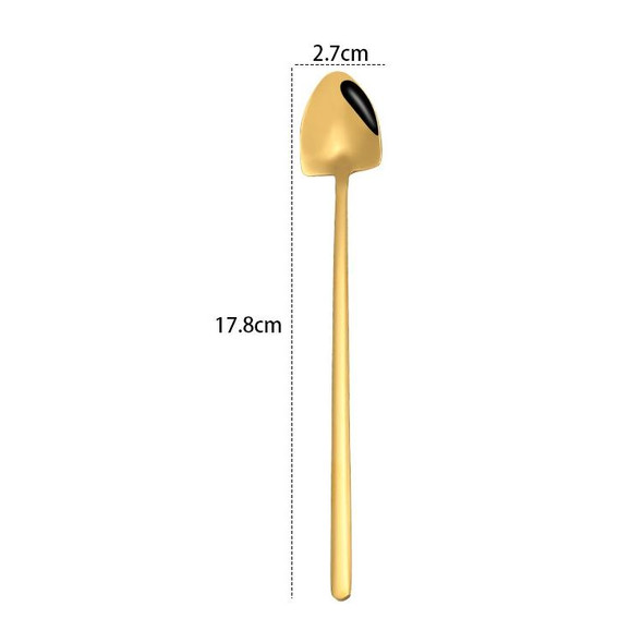 2 PCS Stainless Steel Spoon Creative Coffee Spoon Bar Ice Spoon Gold Plated Long Stirring Spoon, Style:Pointed Spoon, Color:Gold