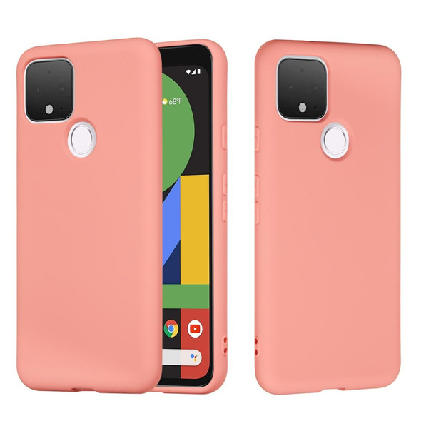 Google Pixel 4a 5G Pure Color Liquid Silicone Shockproof Full Coverage Case(Pink)