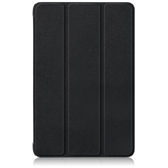 For Samsung Galaxy Tab S9+ Custer Pure Color 3-Fold Holder Smart Leatherette Tablet Case(Black)