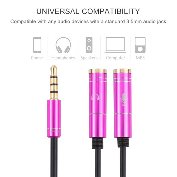 2 x 3.5mm Female to 3.5mm Male Adapter Cable(Rose Red)