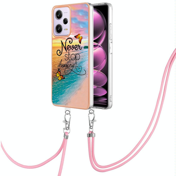 For Xiaomi Redmi Note 12 Pro 5G Global Electroplating IMD TPU Phone Case with Lanyard(Dream Butterfly)