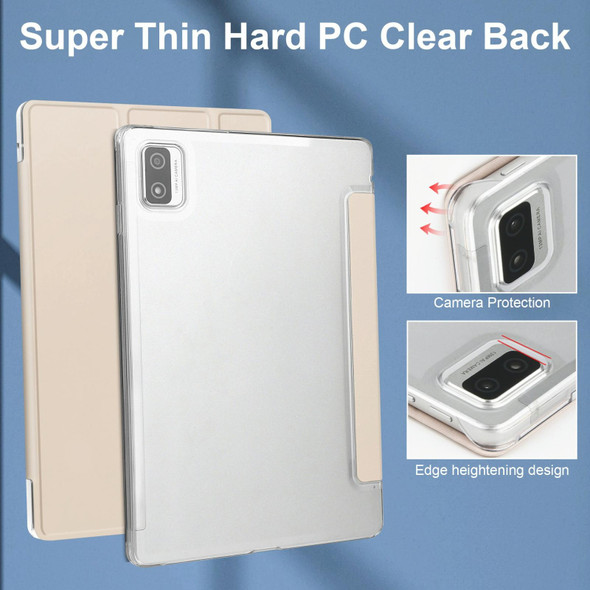 For Blackview Tab 12 / 12 Pro 3-fold Semi-transparent Frosted Smart Leatherette Tablet Case(Apricot)