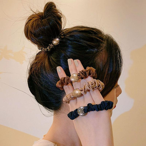 3pcs Hair High Elastic Rubber Band Rhinestone Rope Hair Ring Hair Accessories(Black)