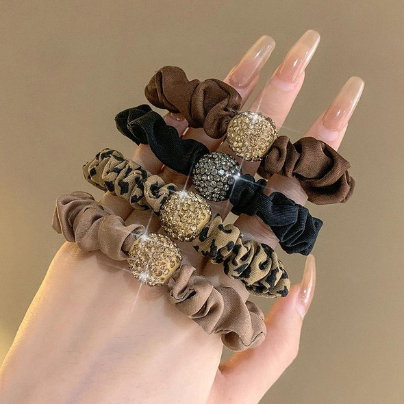 3pcs Hair High Elastic Rubber Band Rhinestone Rope Hair Ring Hair Accessories(Black)