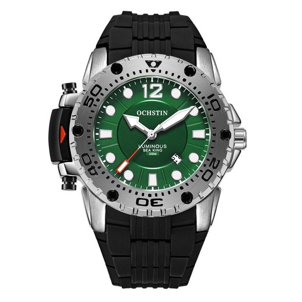 OCHSTIN 6124  Night Light Waterproof Men Watch Outdoor Sports Quartz Watch Silicone Watch(Green)