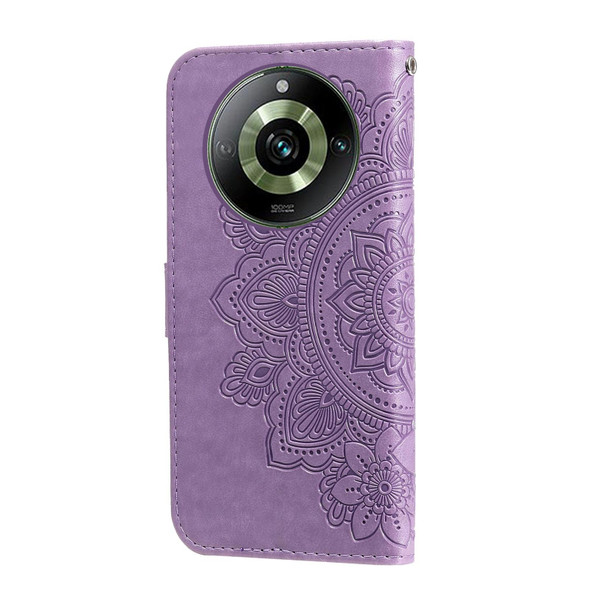 For Realme 11 Pro / 11 Pro+ 7-petal Flowers Embossing Leatherette Phone Case(Light Purple)