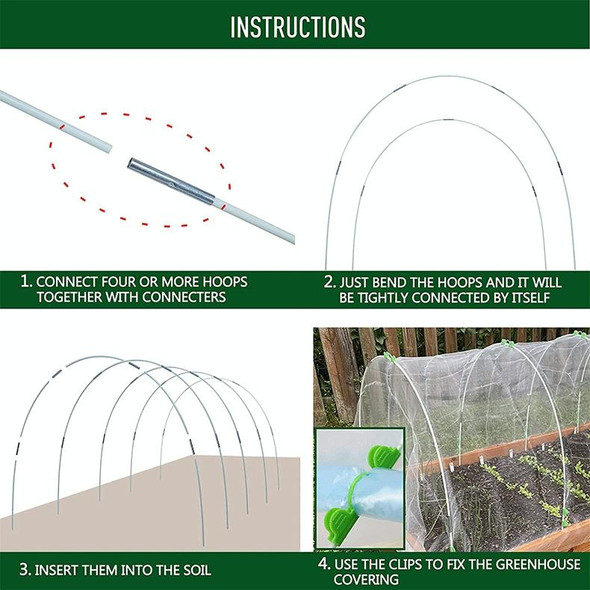 Garden Arch Greenhouse Hoops Rustproof Steel Tunnel Hoop Frame Plant Support, Speci: L  5  Rods 10 Arches