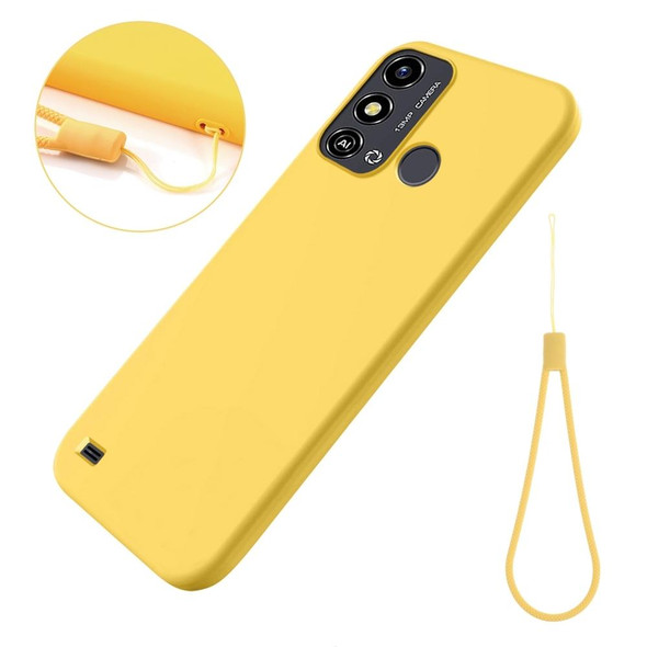 For ZTE Blade A53 Pure Color Liquid Silicone Shockproof Phone Case(Yellow)