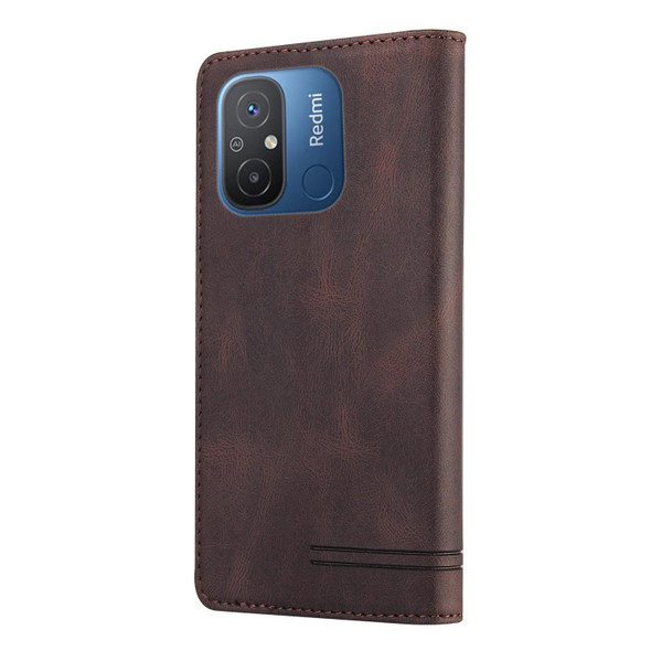 For Xiaomi Redmi 12C/11A GQUTROBE Skin Feel Anti-theft Brush Horizontal Flip Leather Case with Holder(Brown)