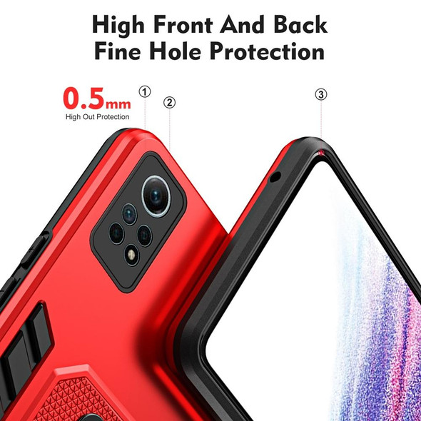 For Xiaomi Redmi Note 12 Pro 4G Variety Brave Armor Finger Loop Holder Phone Case(Red)