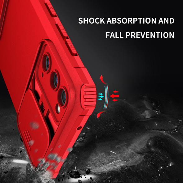 For Samsung Galaxy S20 FE Stereoscopic Holder Sliding Camshield Phone Case(Red)