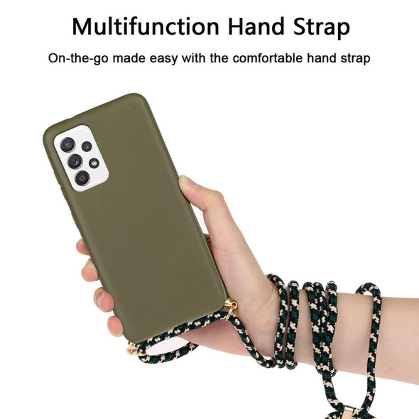 For Samsung Galaxy A23 Wheat Straw Material + TPU Phone Case with Lanyard(Army Green)