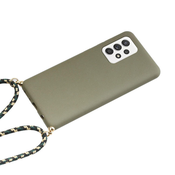 For Samsung Galaxy A23 Wheat Straw Material + TPU Phone Case with Lanyard(Army Green)