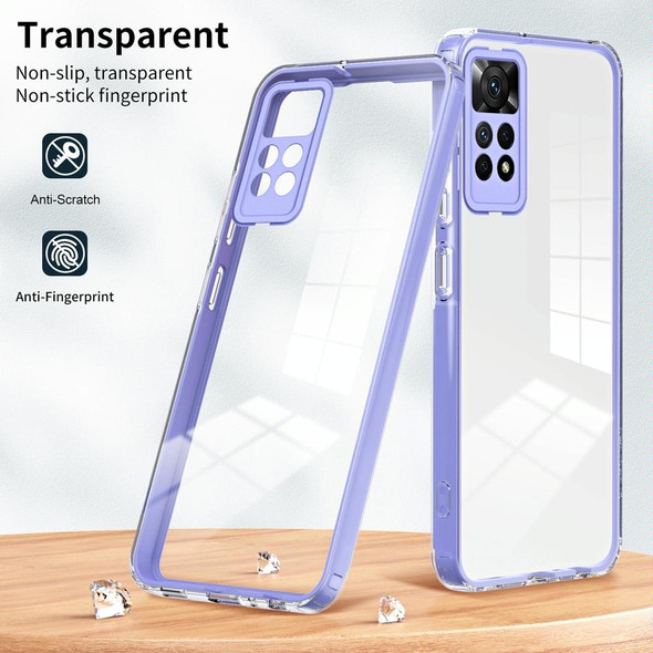 For Xiaomi Redmi Note 12 Pro 4G 3 in 1 Clear TPU Color PC Frame Phone Case(Purple)