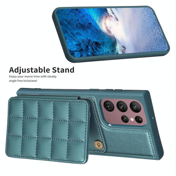 For Samsung Galaxy S22 Ultra 5G Grid Card Slot Holder Phone Case(Green)