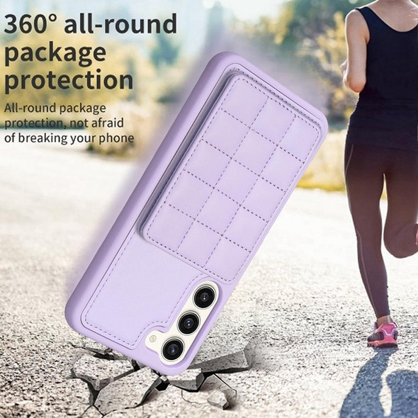 For Samsung Galaxy S22+ 5G Grid Card Slot Holder Phone Case(Light Purple)