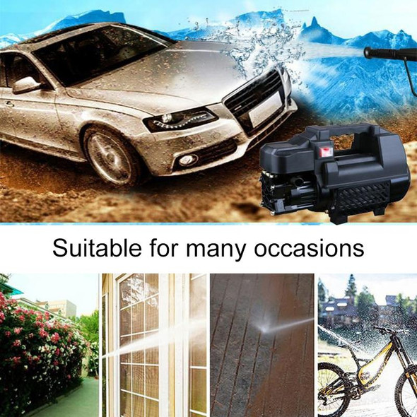 Car / Home 220V Multi-functional Automatic Water Power Washer High Pressure Spray Gun, Long Water Gun + 15m Steel Wire Pipe + Pot + Quick Connect