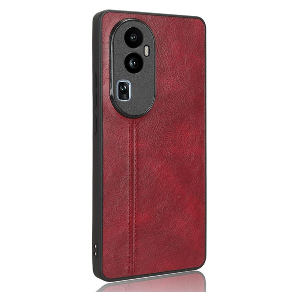 For OPPO Reno 10 5G Cow Pattern Sewing Back Cover Phone Case(Red)