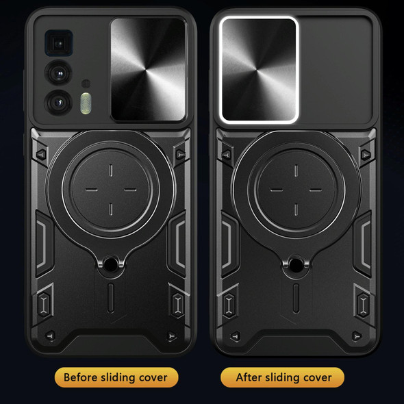 For Motorola Edge 20 Pro CD Texture Sliding Camshield Magnetic Holder Phone Case(Red)