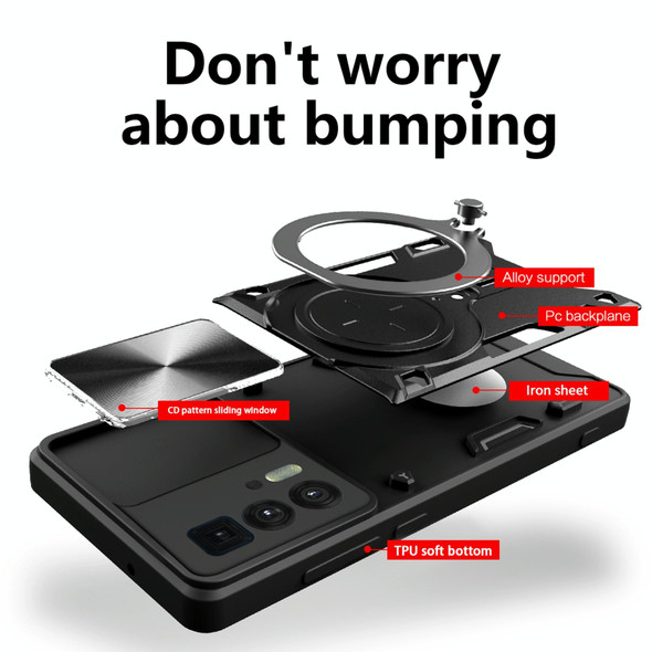 For Motorola Edge 20 Pro CD Texture Sliding Camshield Magnetic Holder Phone Case(Pink)