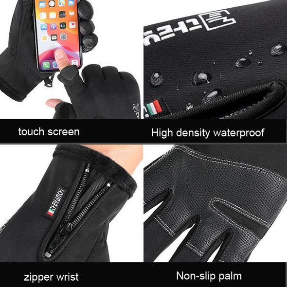 Outdoor Sports Riding Warm Gloves Touch Screen Fingerless Fishing Gloves, Size: L(Grey)