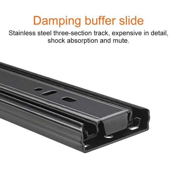 2 Pairs 14 inches 3-section Mute Cold Rolled Steel Sliding Drawer Slides Ball Slide Rail Length: 35cm