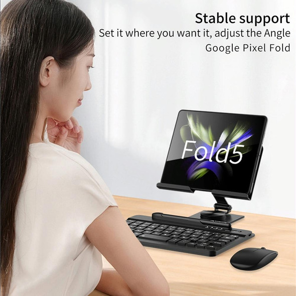 For Samsung Galaxy Z Fold5 GKK Folding Bluetooth Keyboard Holder with Pen + Holder + Keyboard + Mouse(Black)