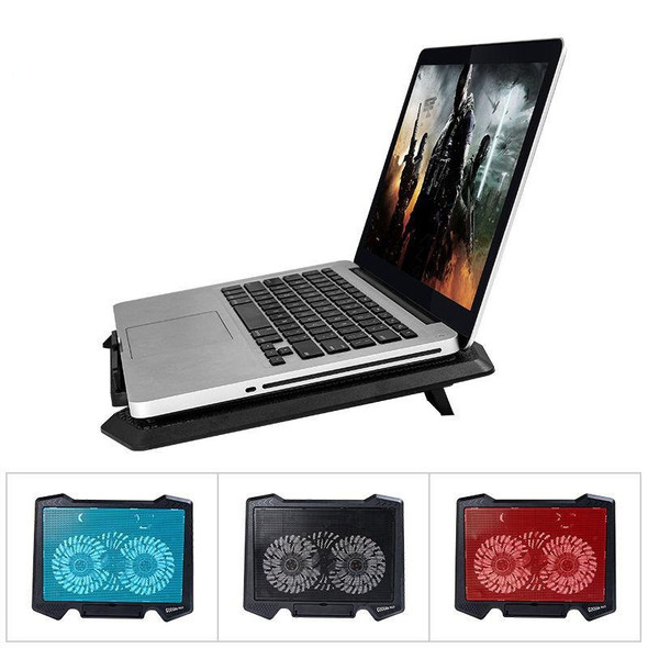 Dual Fan Laptop Cooler with LED Lights - Portable & Efficient