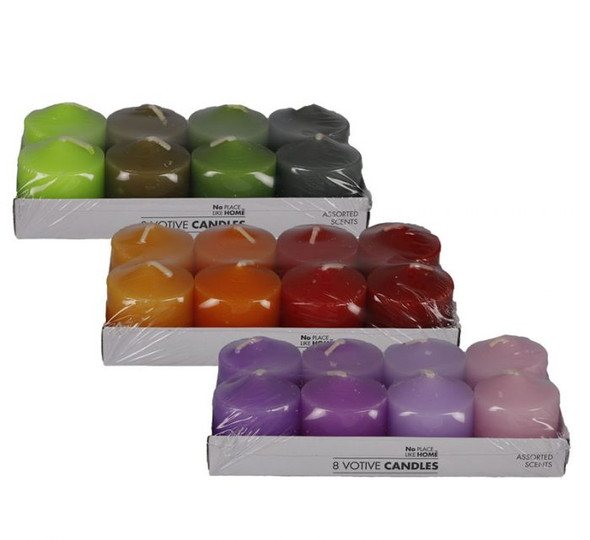Votive Candles 8 Piece Assorted Colours Scented