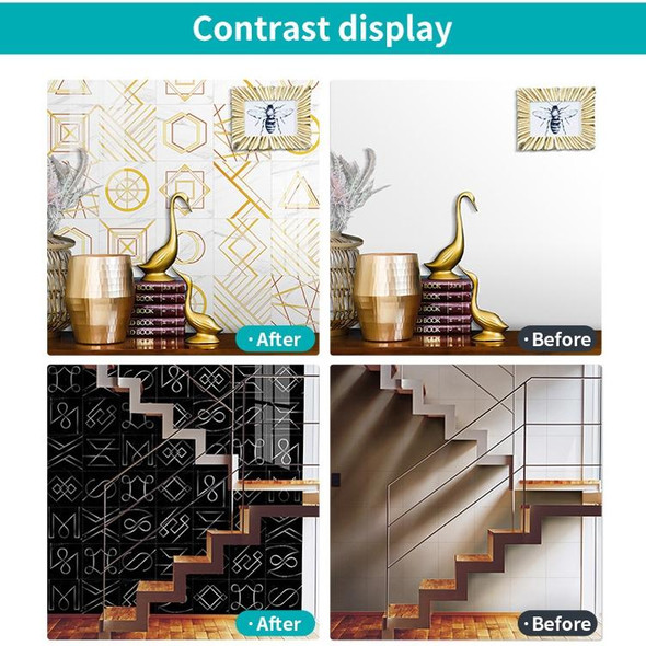 2 Sets Geometric Pattern Staircase Wall Tile Sticker Kitchen Stove Water And Oil Proof Stickers, Specification: L: 20x20cm(HT-018 Golden Green)