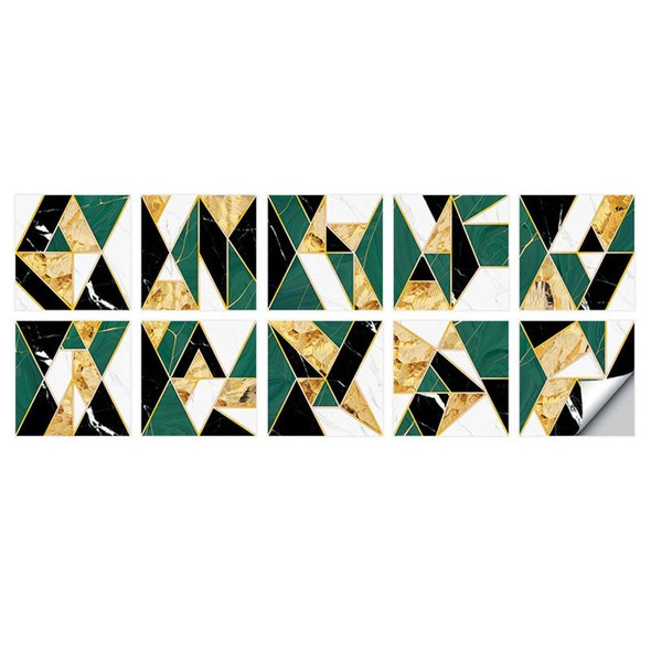 2 Sets Geometric Pattern Staircase Wall Tile Sticker Kitchen Stove Water And Oil Proof Stickers, Specification: L: 20x20cm(HT-018 Golden Green)