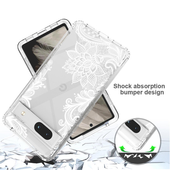 For Google Pixel 7a Transparent Painted Phone Case(White Flower)