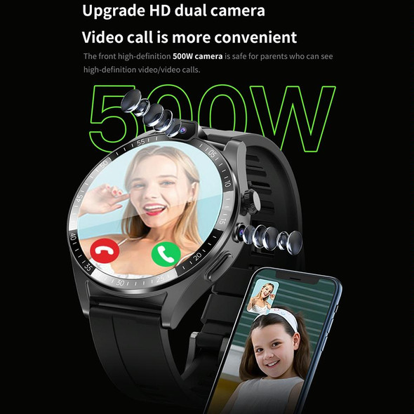 L01 1.43 inch IP67 Waterproof 4G Android 9.0 Smart Watch Support Face Recognition / GPS, Specification:4G+128G(Black)