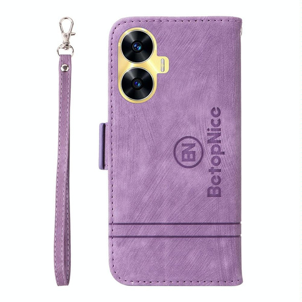 For Realme C55 BETOPNICE Dual-side Buckle Leatherette Phone Case(Purple)