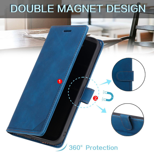 Skin Feel Anti-theft Brush Horizontal Flip Leather Phone Case - iPhone13 mini(Blue)